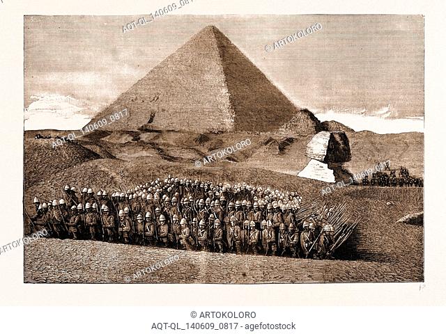 THE RECENT WAR IN EGYPT, 1883: SECOND BATTALION HIGHLAND LIGHT INFANTRY PICNICKING AT THE PYRAMIDS