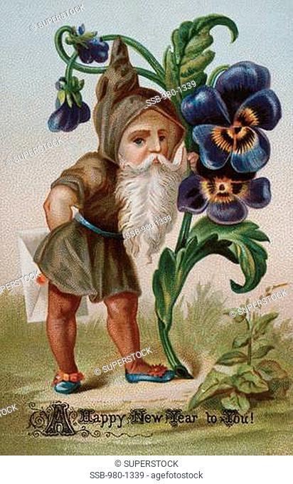 A Happy New Year to You c.1900 Nostalgia Cards Color Lithograph