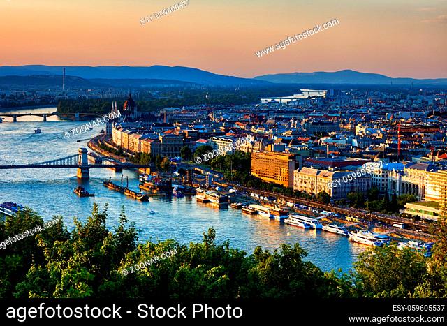 City of Budapest sunset cityscape in Hungary