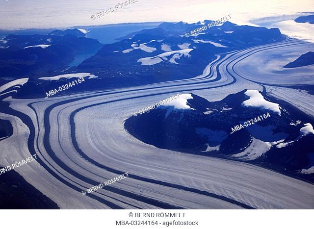 Greenland, East Greenland, Scoresbysund, coastal scenery, mountain landscape, glacier