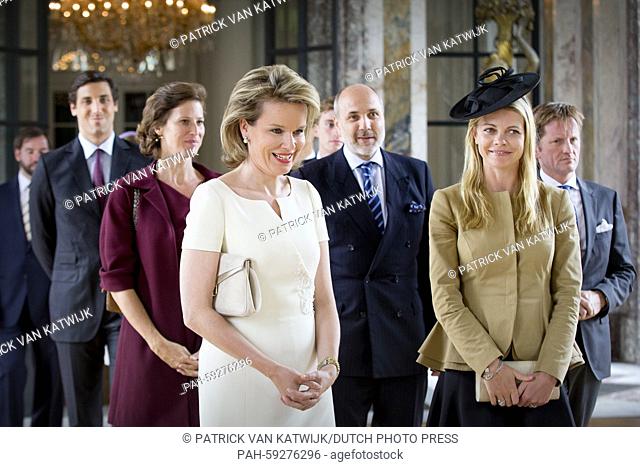 King Philippe and Queen Mathilde of Belgium welcome Hereditary Grand Duke Guillaume, Hereditary Grand Duchess Stephanie, Furst Nikolaus Blucher