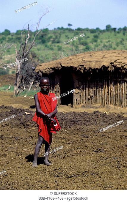 Kenya, Masai Mara, Masai Village, Masai Boy
