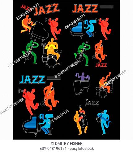 Creative conceptual music festival vector set. Band playing musical instruments