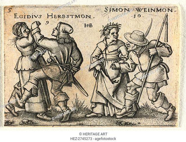 The Peasant Wedding or the Twelve Months: 9-Egidius Herbstmon 10-Simon Weinmon, 1546. Creator: Hans Sebald Beham (German, 1500-1550)