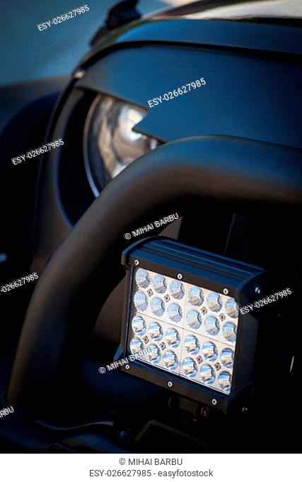 Close up shot of a LED panel on a car