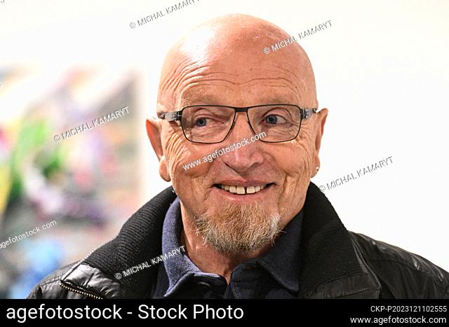 Czech painter Michael Rittstein on a press guided tour of his exhibition Feet on the Table at the Kampa Museum in Prague, Czech Republic, December 8, 2023