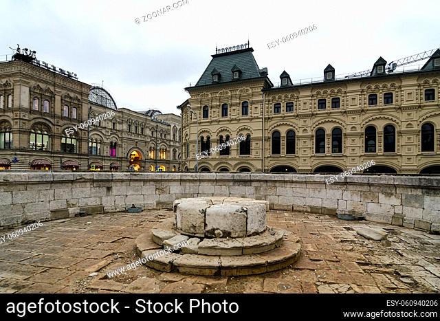 Moscow, Russia - April 5, 2015: Lobnoye Mesto on Red Square on October 25, 2016 in Moscow. Lobnoye mesto is stone platform situated on Red Square in front of...