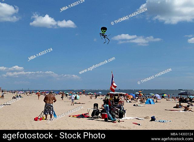 CONEY ISLAND, New York City, NY, USA, a skeleton kite at Coney Island Beach