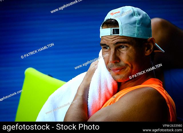 Spanish Rafael Nadal pictured during a training session ahead of the 2021 ATP Cup, at Melbourne Park, in Melbourne, Sunday 31 January 2021