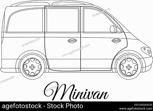 Minivan car body type outline vector illustration