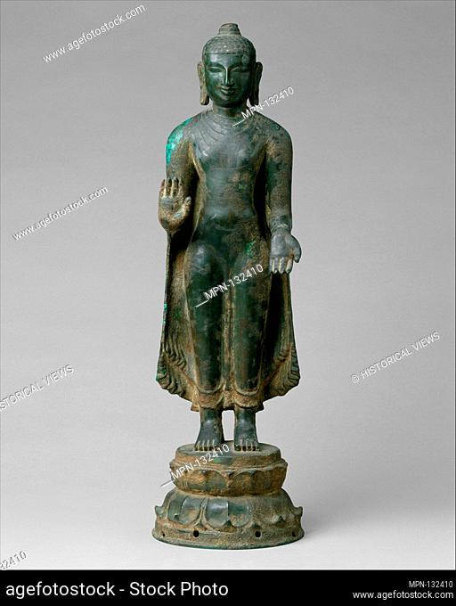 Buddha Offering Protection. Period: Chola period (880-1279); Date: 11th-12th century; Culture: India (Tamil Nadu, Nagapattinam); Medium: Copper alloy;...