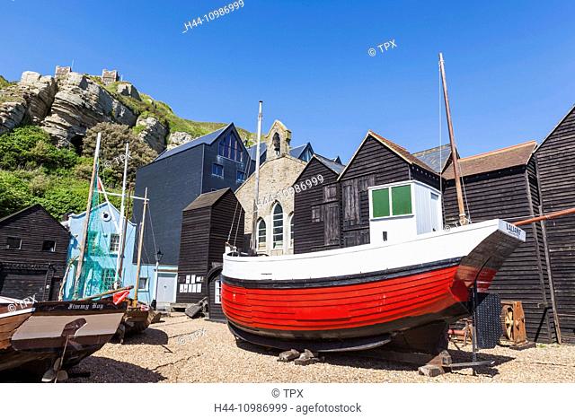 England, East Sussex, Hastings, The Old Town Fisherman's Museum and East Hill