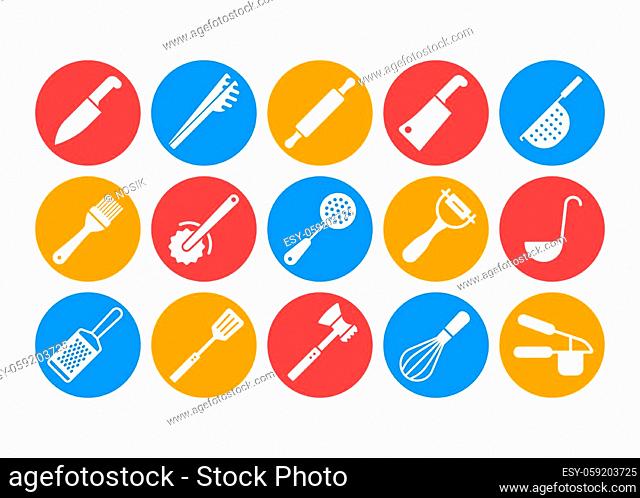 Kitchenware and kitchen vector icon white glyph set. Graph symbol for cooking web site and apps design, logo, app, UI