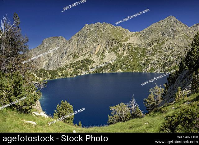 Estany Negre lake in the Peguera Valley (Sant Maurici National Park, Catalonia, Spain, Pyrenees)