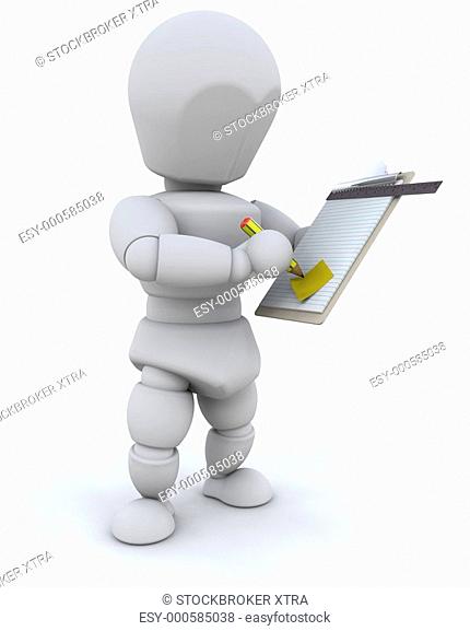 Person checking a clipboard