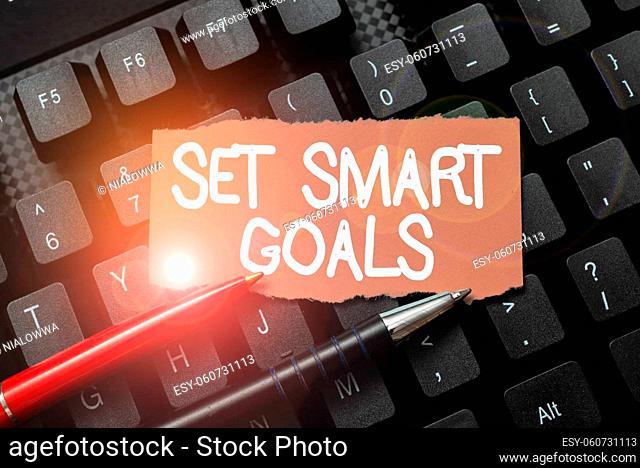 Text caption presenting Set Smart Goals, Business idea giving criteria to guide in the setting of objectives Collecting Important Data Online
