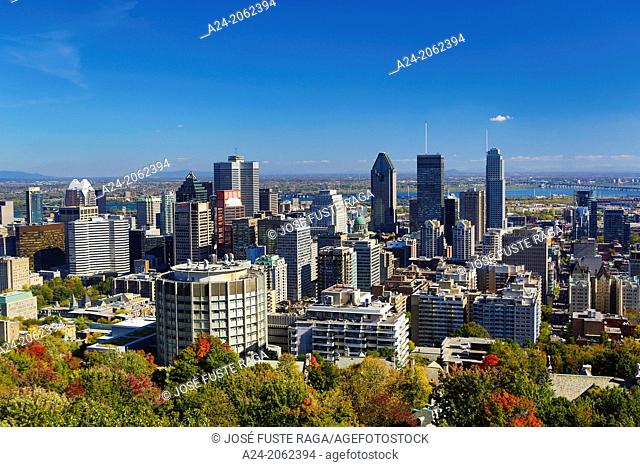 Canada , Quebec Province , Montreal City , Montreal City Skyline from Mont Royal Belvedere