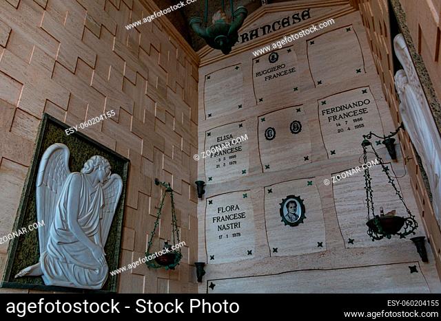 A picture of a grave room in the Amalfi Cemetery, in the town of Amalfi