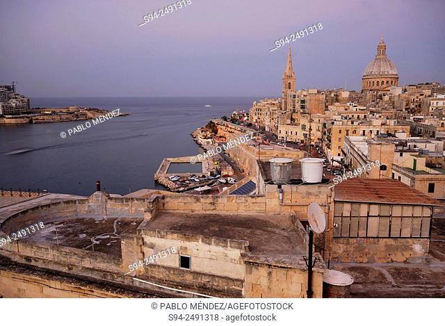 View of La Valetta from St. Andrew bastion in Malta island