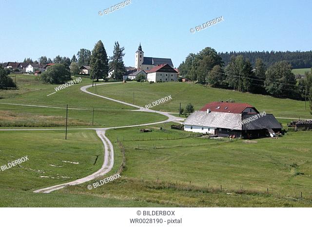 Landscape with path Sandl Upper Austria