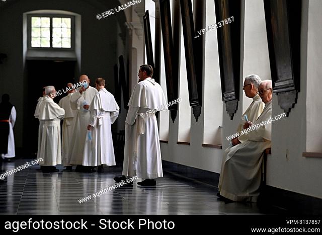Illustration picture shows Premonstratensian brothers during a royal visit to the the Norbertines abbey in Averbode on Wednesday 17 November 2021