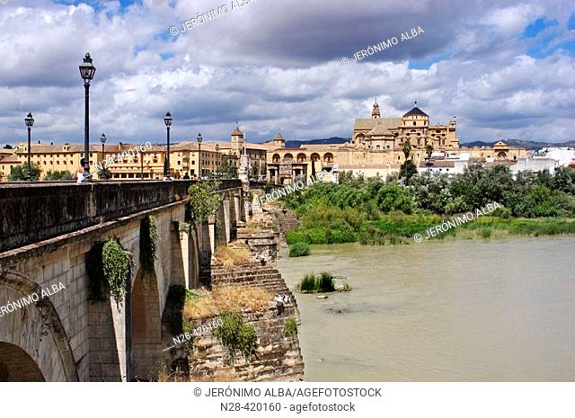 Roman bridge and Great Mosque, Córdoba. Andalusia, Spain