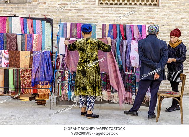Uzbek People Shopping At Market Stall, Bukhara, Uzbekistan