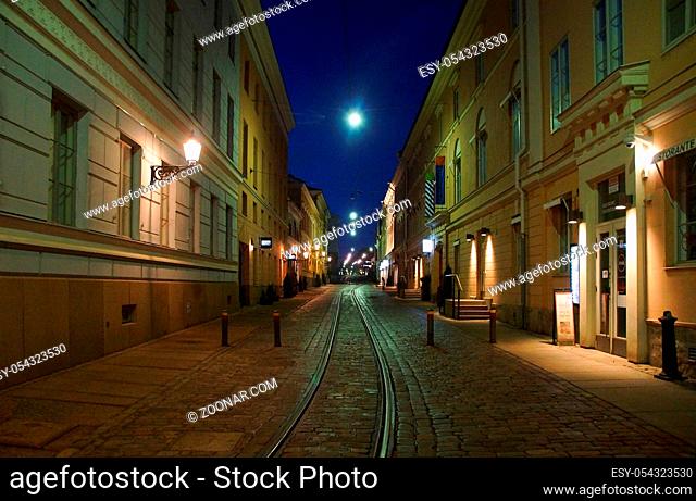 Walk through the evening Helsinki, the historic part of the city