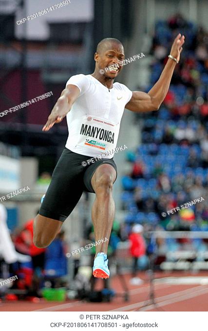 LUVO MANYONGA (South Africa) competes in the long jump during the 57th Golden Spike, an IAAF World Challenge athletic meeting in Ostrava, Czech Republic