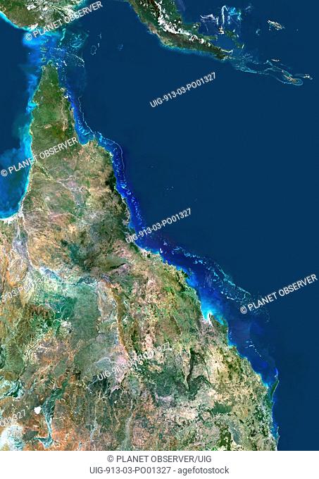 Great Barrier Reef, Australia, True Colour Satellite Image. True colour satellite image of the Great Barrier Reef in Australia