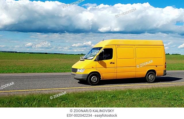 yellow delivery truck