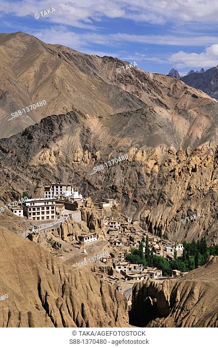 View of Lamayuru village in the desolate Zanskar mountains