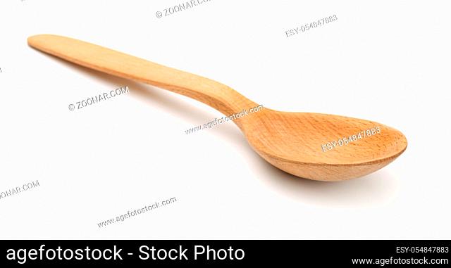 Empty wooden spoon isolated on white