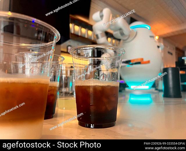 PRODUCTION - 18 August 2023, USA, New York: Barista Adam, the first robotic coffee maker in the U.S. East Coast metropolis