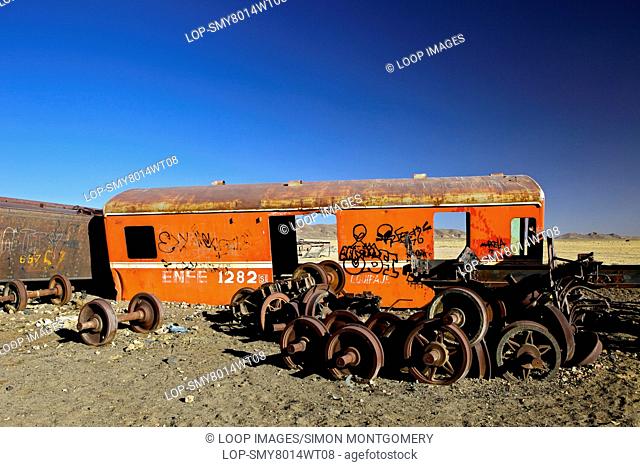 Rusting parts at the train cemetery in Uyuni  in Southwest Bolivia