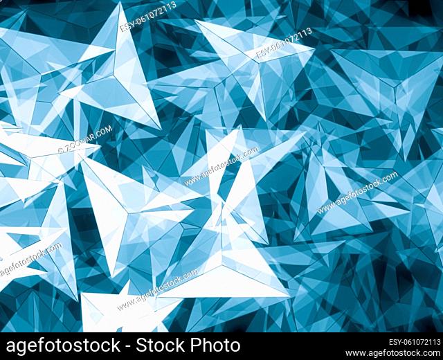 Abstract geometric background - computer-generated image.Fractal art: chaos triangles of different sizes. Business or technology backdrop
