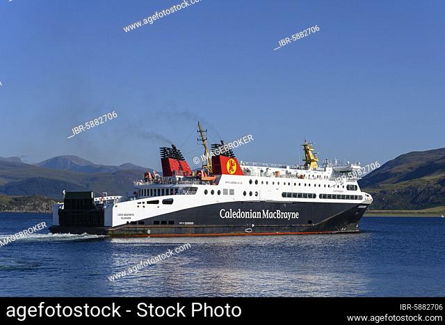 The car ferry MV Loch Seaforth on its way from Ullapool to the Outer Hebrides to Stornoway, North West Highlands, Ross and Cromarty, Scotland, United Kingdom