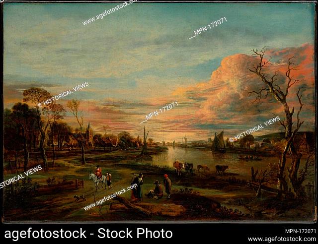 Landscape at Sunset. Artist: Aert van der Neer (Dutch, Gorinchem 1603/4-1677 Amsterdam); Date: 1650s; Medium: Oil on canvas; Dimensions: 20 x 28 1/8 in
