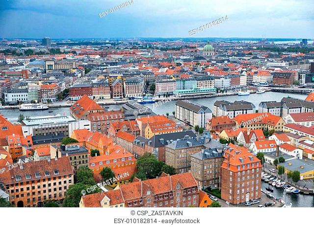 The bird's eye view from the Church of Our Saviour on Copenhagen