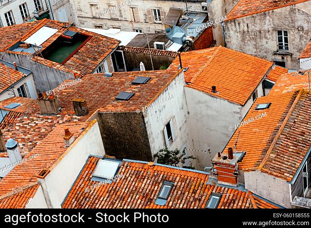 High Angle View of roofs in the center of La Rochelle, France