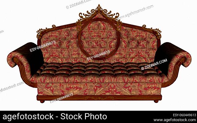 Red vintage sofa isolated in white background - 3D render