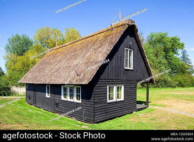Wooden house at Dümmerlohhausen, Dümmersee, Diepholz district, Lower Saxony, Germany, Europe
