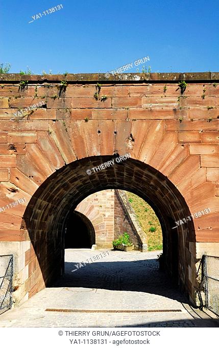 Old walls fortifications also called ramparts designed by Vauban  Belfort citadel, Belfort territory, Franche Comte region, Europe
