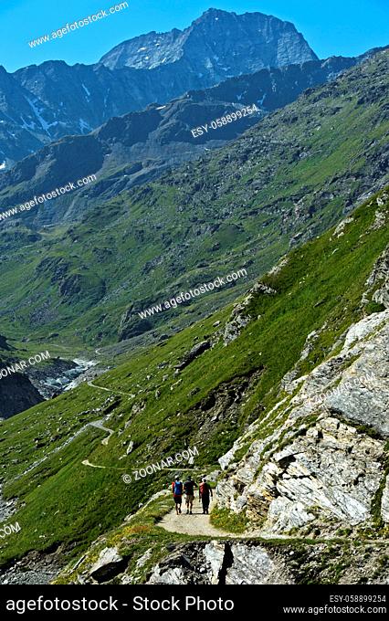 Wandern im Tal Val de Bagnes, Wallis, Schweiz / Hiking in the valley Val de Bagnes, Valais, Switzerland