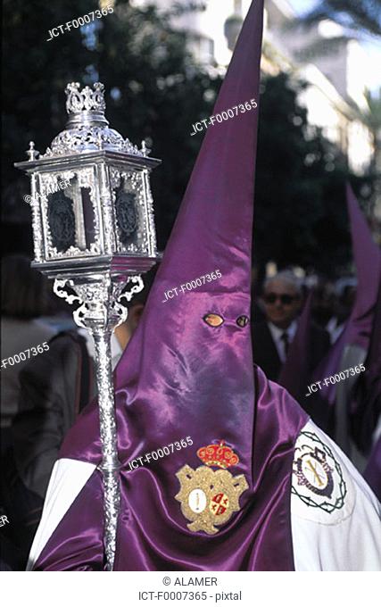 Spain, Andalusia, Sevilla, penitent during Holy week
