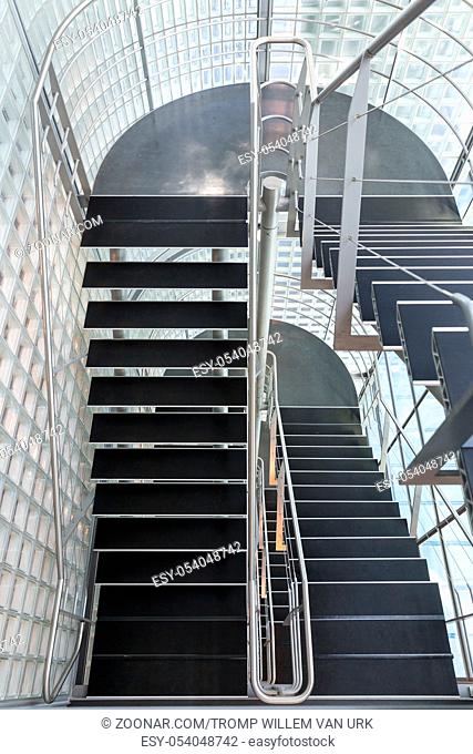 Steel stairway in a modern office building