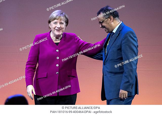 16 October 2018, Berlin: 16 October 2018, Germany, Berlin: Chancellor Angela Merkel (CDU) and Tedros Adhanom Ghebreyesus