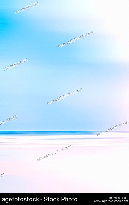 Dreamy ocean and blue sky at sunset, long exposure effect
