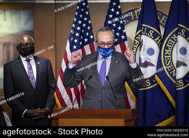 United States Senate Majority Leader Chuck Schumer (Democrat of New York), offers remarks during a press conference on passage of gun violence prevention...
