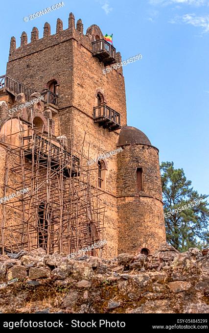 Fasil Ghebbi, Royal fortress-city within Gondar, Ethiopia. Founded in 17th century by Emperor Fasilides. Imperial palace castle complex is also called Camelot...